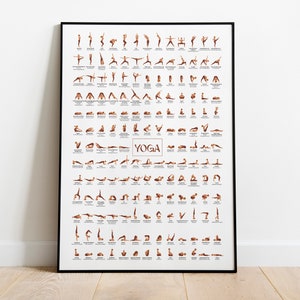 Yoga poster | 156 classic yoga poses | Yoga wall art | Yoga Poses Art | Yoga Poses Poster | Yoga Gifts for her