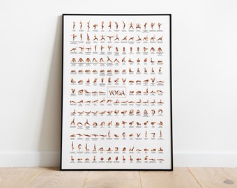 Yoga poster | 156 classic yoga poses, Yoga wall art, Yoga Poses Art, Yoga Poses Poster, Yoga Gifts for her, Yoga Studio, Yoga Teacher Gift