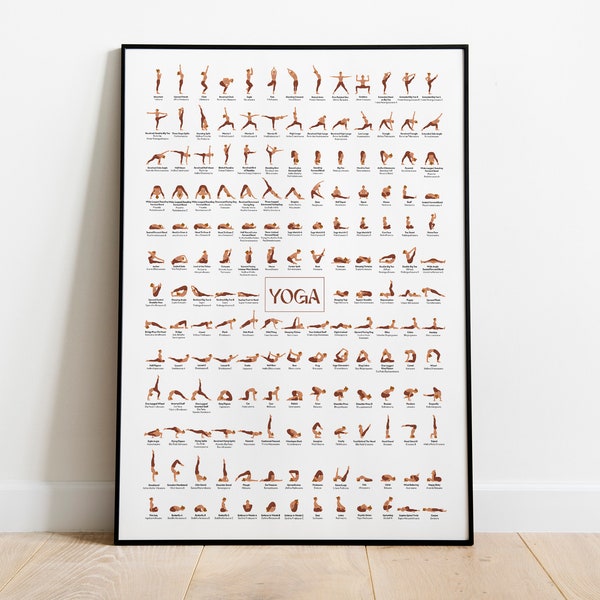 Yoga poster | 156 classic yoga poses | Yoga wall art | Yoga Poses Art | Yoga Poses Poster | Yoga Gifts for her