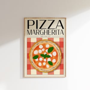 Pizza Poster • Food Art, Food Print, Modern Kitchen Decor, Restaurant Decor, Chef Print, Retro Wall Art, Retro Food Poster, Kitchen Art