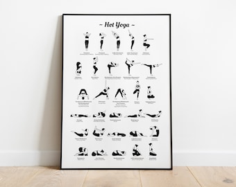 Hot Yoga Poster • Yoga Poses Poster, Yoga wall art, Yoga Poses Art, Yoga Wall Decor, Yoga Teacher Gift, Yoga Studio Decor, Bikram Yoga