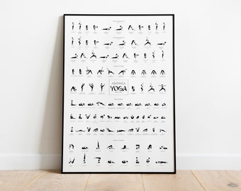 Ashtanga Primary Series Poster • Yoga Poster, Yoga Poses Poster, Ashtanga Yoga Poster, Yoga Wall Art, Yoga Poses Art, Yoga Studio Decor