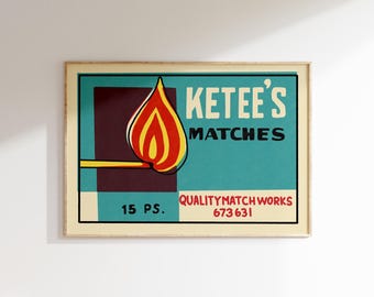 Vintage Indian Matchbox Poster • Retro Colorful Fire Art Print (Unframed)