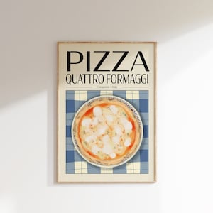 Pizza Poster • Food Art, Food Print, Modern Kitchen Decor, Restaurant Decor, Chef Print, Retro Wall Art, Retro Food Poster, Kitchen Art