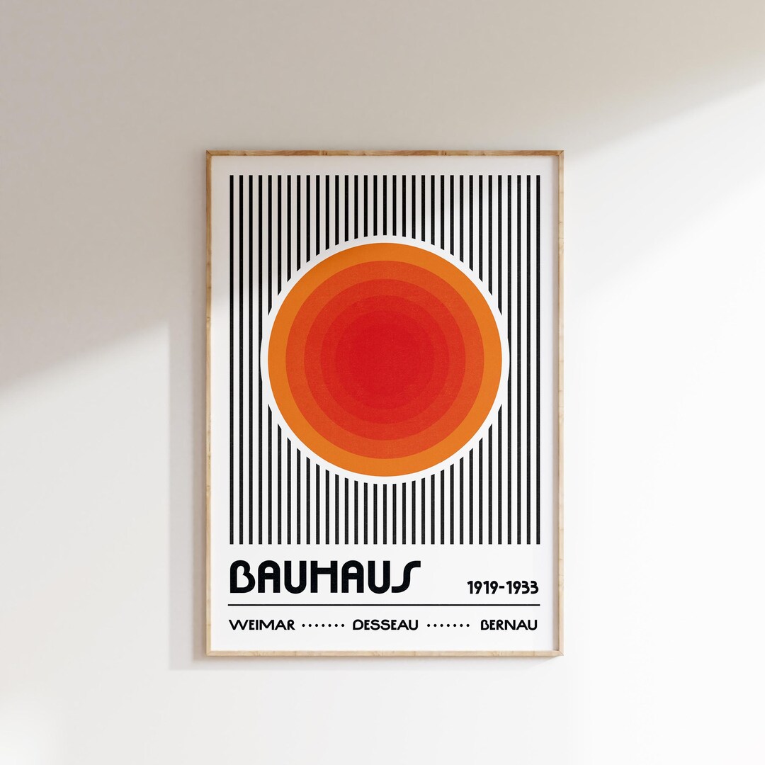 Bauhaus Art Print • Orange Circle & Stripes, Geometric Wall Art - Etsy