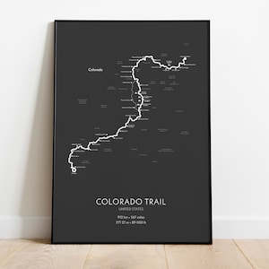 Plakat szlaku Kolorado • Wydruk pieszy, Mapa piesza, Prezenty z mapą pieszą, Prezenty piesze, Sztuka ścienna górska, Sztuka ścienna mapy, Plakat szlaku