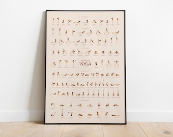 Ashtanga Second Series Poster • Dark Skin • Yoga Poster Wall Art • Sizes 12x16" - 28x39″