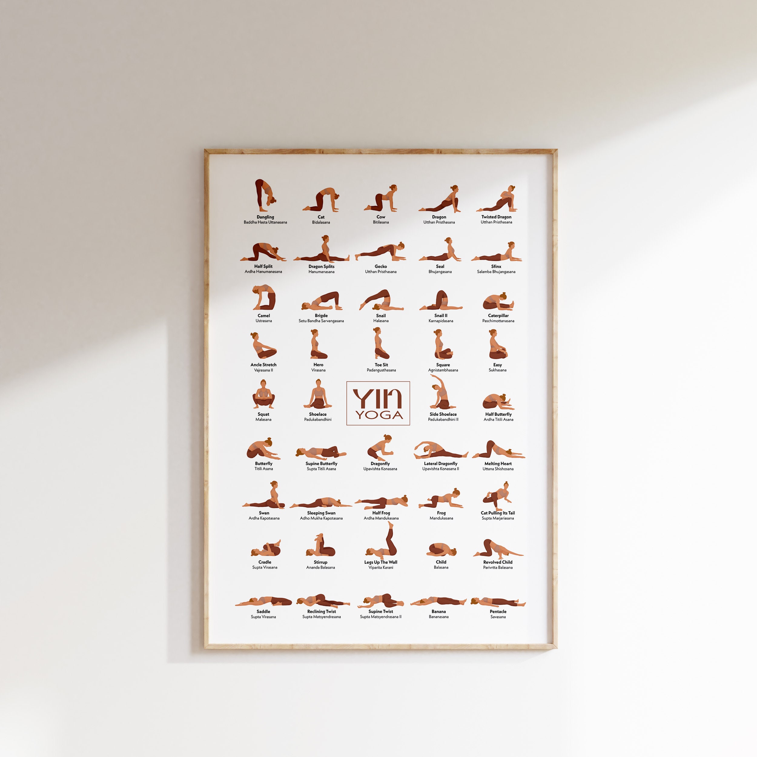 Yin Yoga Poster 44 Classic Yin Yoga Poses, Yoga Wall Art, Yoga Poses ...