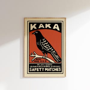 Póster retro de caja de cerillas india • Kaka • Póster vintage de caja de cerillas, póster de arte colorido, arte vintage de la India, arte mural maximalista, arte de caja de cerillas