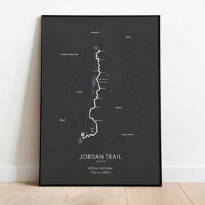 Jordan Trail-print • Trailprint, wandelposter, wandelkaart, wandelposter, kaartposter, kaartmuurkunst, wandelmuurkunst, reisposter
