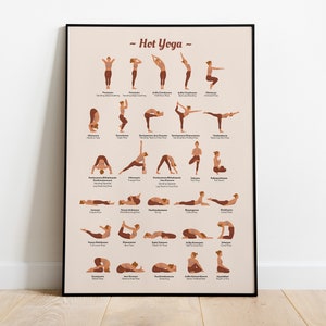 Hot Yoga Poster • Bikram Yoga, Yoga Poses Poster, Yoga wall art, Yoga Poses Art, Yoga Wall Decor, Yoga Teacher Gift, Yoga Studio Decor