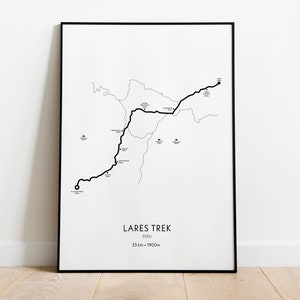 Lares Trek Poster • Hiking Print, Hiking Map, Hiking Map gifts, Hiking Gifts, Hiking Poster, Trail Poster, Map Poster, Travel Poster
