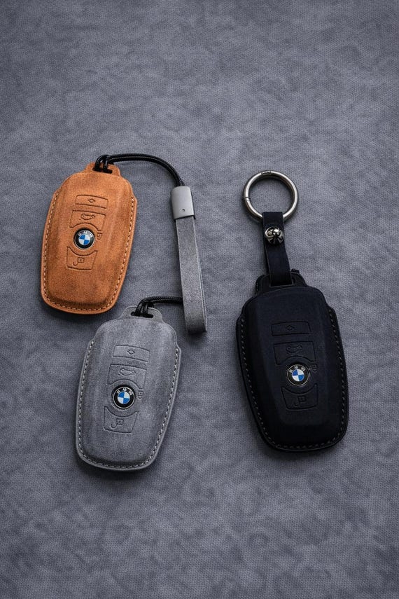 BMW Key Fob Cover Case Keychain, Leather Key Shell Cover Holder for BMW 1 3 5 7 Series 530 F48 X1 X2 X3 X4 X5 X6