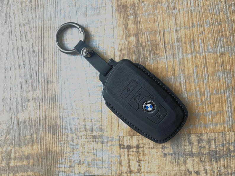 BMW nyckelringsfodral nyckelring, lädernyckelfodral för BMW 1 3 5 7-serie 530 F48 X1 X2 X3 X4 X5 X6 Svart