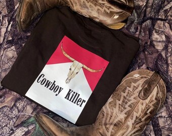 Cowboy Killer Shirt| Brown shirt | Medium| Longhorn | Design on back