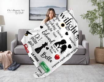 Twilight Inspired Plush Velveteen Blanket, Edward Cullen, Fork