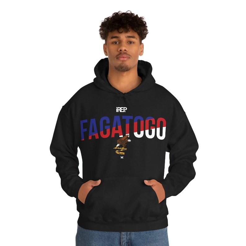 AS i Represent FAGATOGO / NEGRO / Sudadera con capucha de mezcla pesada unisex imagen 4