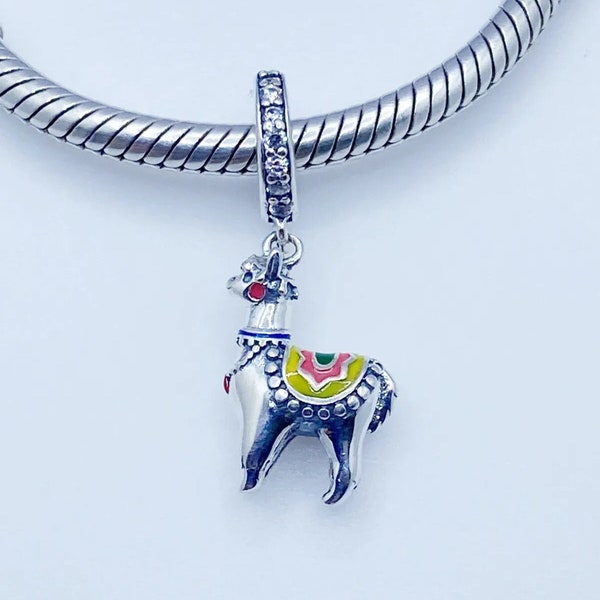 Alpaca Dangle Charm-hanger met zirkonia-dier Compatibel met Pandora-armbanden Echt 925 sterling zilver