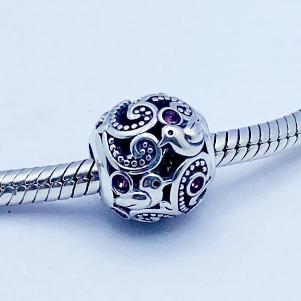 Vintage Love Birds Charm Bead Beautiful Animal With CZ Compatible With Pandora Bracelets Genuine 925 Sterling Silver