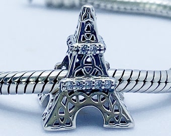 Love Paris Eiffeltoren Charm Bead Compatibel met Pandora-armbanden Echt 925 sterling zilver met zirkonia