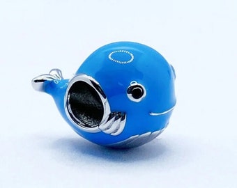 Blue Whale Charm Bead Sea Life Animal Holiday Compatible With Pandora Bracelets Genuine 925 Sterling Silver