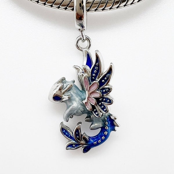 Flying Dragon Dangle Charm Compatible With Pandora Bracelets Genuine 925 Sterling Silver