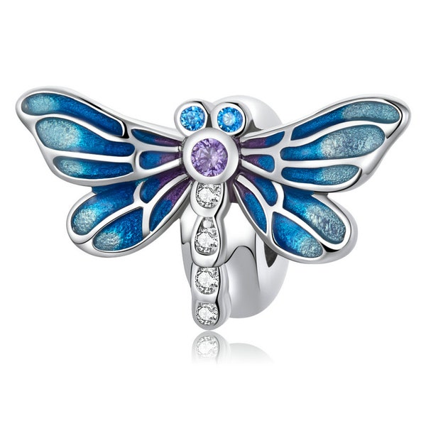 Dragonfly Stopper Charm Bead Spacer Space Saver Insect Compatible With Pandora Bracelets Genuine 925 Sterling Silver