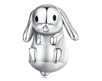 Cute Lop Eared Bunny Rabbit Charm Animal Pet Compatible With Pandora Bracelets Genuine 925 Sterling Silver