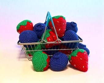 Catnip Crochet Fruit Cat Toys: Maine Blueberry & Strawberry, Krinkle Toy 5-Pack