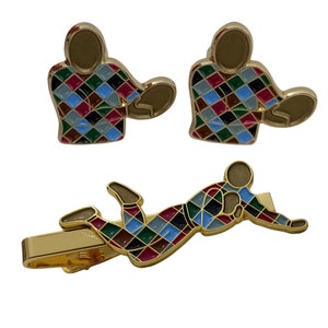Harlequins Rugby Gold Styled Cufflink & Tie clip Gift Set- Harlequins Rugby Set- Rugby Gift- Harlequins Cufflinks- Cufflinks and Tieclip set