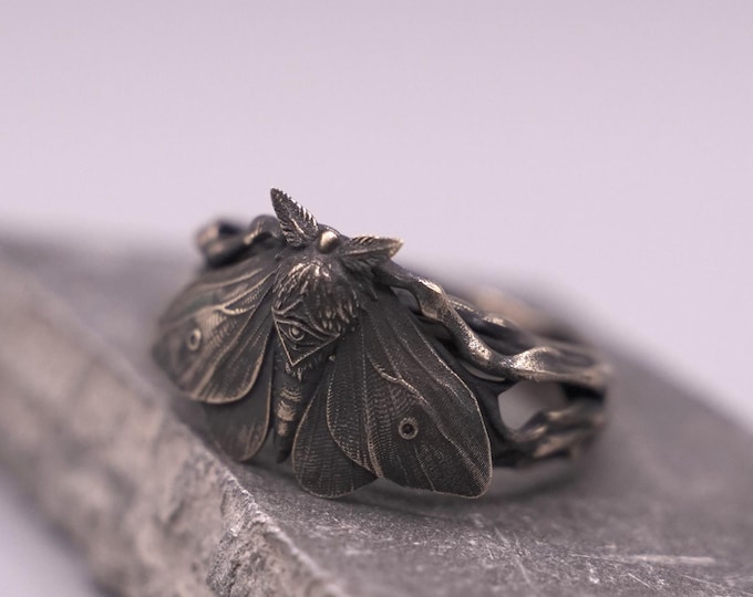 Featured listing image: Gothic Moth Ring – "OMEN" | Handmade Bronze or 925 Sterling Silver Botanical Jewelry