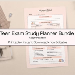 Teen Exam Study Planner Bundle – Capybara Edition