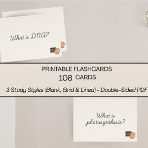 Printable Exam Flashcards for Teens – 108 Study Cards, Grid Lined & Blank, Double-Sided PDF, High School Revision