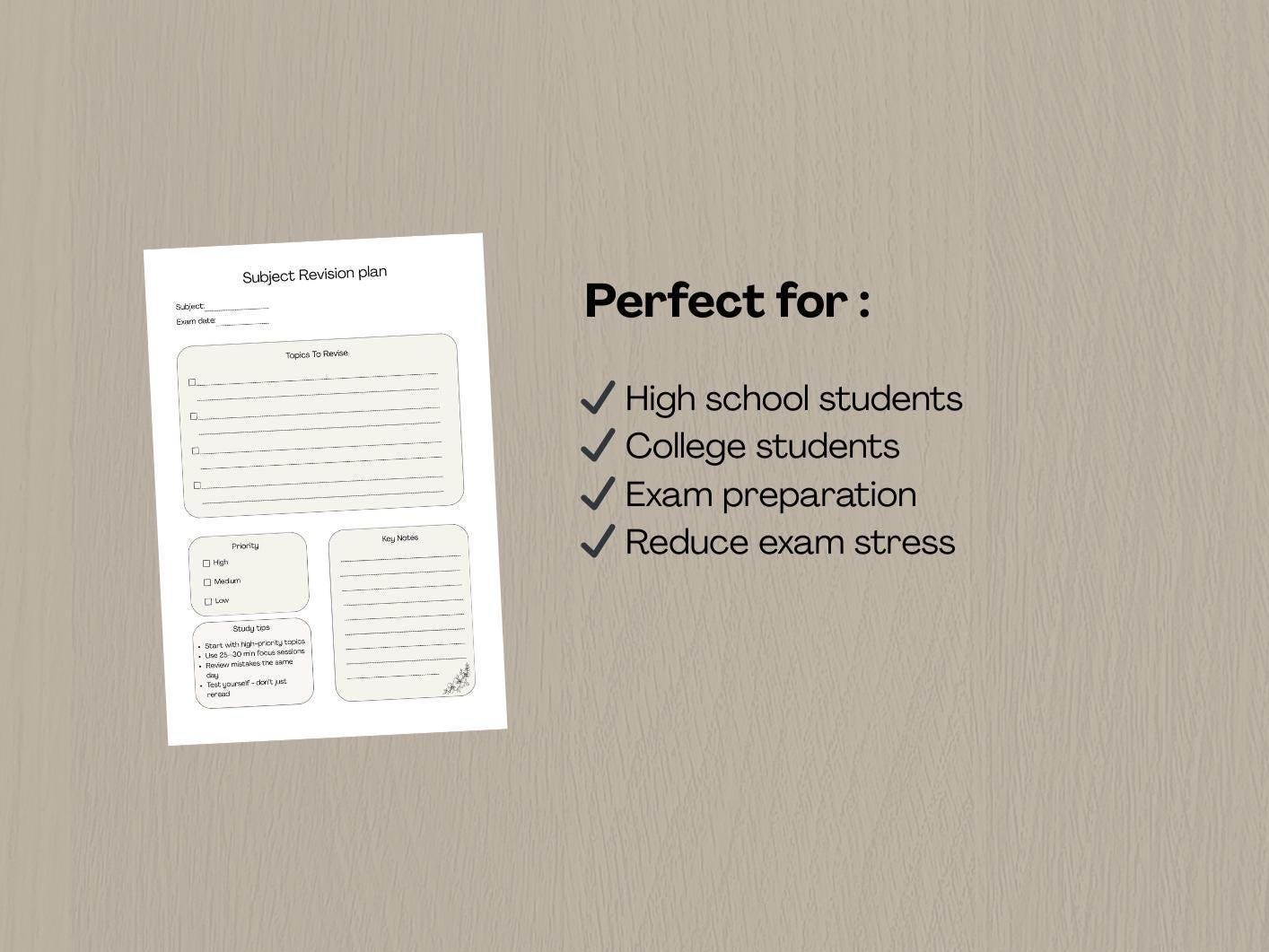 Exam Planning System Printable PDF – Revision Timetable and Study ...