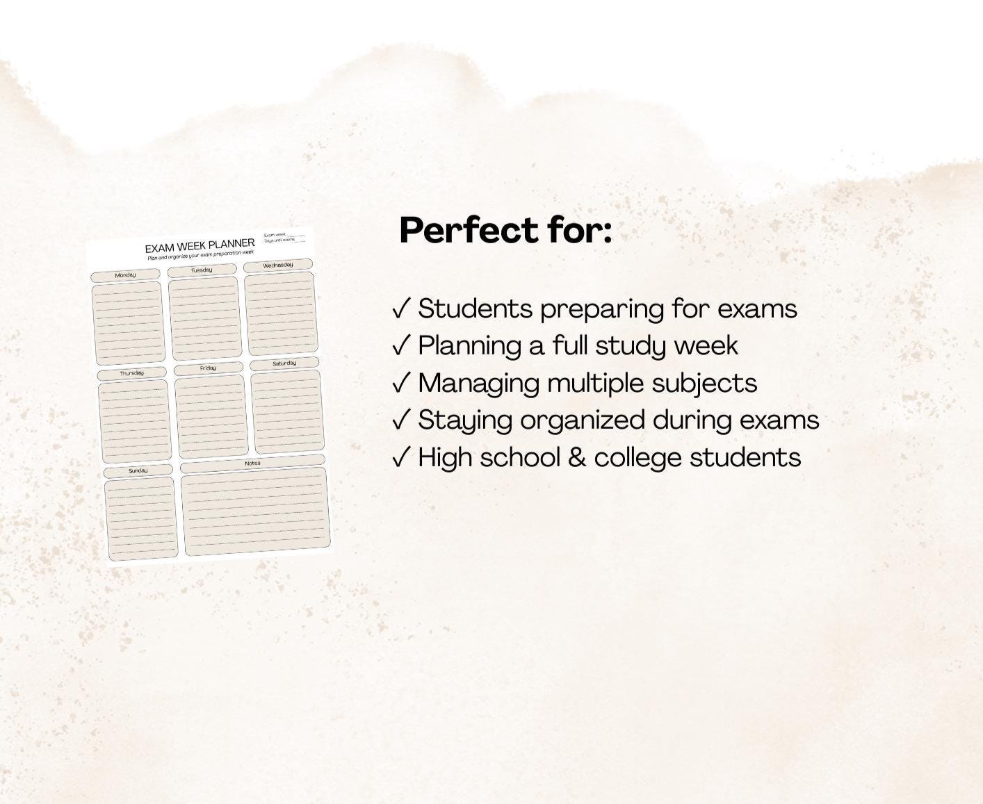 Exam Week Planner Printable, Weekly Study Planner PDF, Student Planner ...