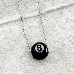 Magic 8 Ball Necklace, Silver and Black, Quirky Jewelry, Magic 8 Ball, Stainless Steel, Unique Gifts, Lucky Necklace, Good Luck Gifts.