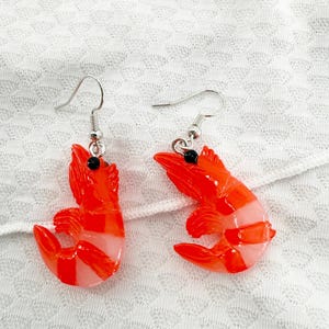 Shrimp Earrings, Shrimp Gifts, Novelty Earrings, Imitation Food Earrings, Ocean Animal Earrings, Funny Earrings, Sushi Earrings