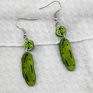 Dill Pickle Earrings, Pickle Gifts, Funny Food Earrings, Weird Novelty Pickle Earrings, Quirky Acrylic Earrings