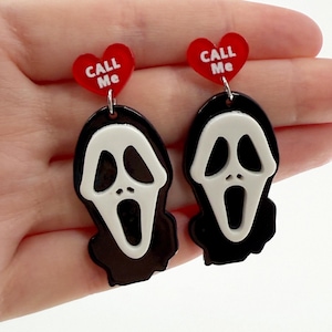 Funny Ghostface Dangle Earrings: Scream Movie Inspired Halloween Jewelry