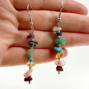 Handmade Crystal Earrings, Natural Crystal Drop Earrings, Unique Gemstone Jewelry, Healing Dangle Earrings for Women, Gift for Her, Novelty