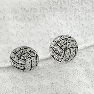 Glitter Volleyball Earrings, Volleyball Studs, Volleyball Jewelry, Volleyball Gift, Sports Earrings