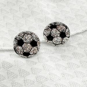 Glitter Soccer Ball Earrings, Soccer Earrings, Soccer Jewelry, Soccer Gift, Soccer Mom Gift