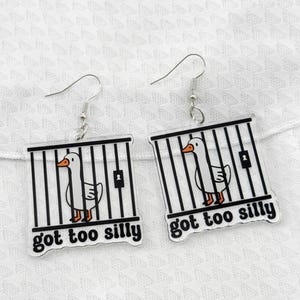Got Too Silly Goose Earrings, Acrylic Earrings, Handmade Unique Cute Gift, Goose Earrings, Funky Earrings, Novelty Earrings
