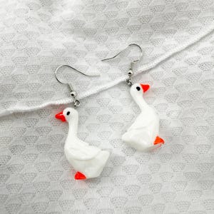 Goose Dangle Earrings, 3D Goose Earrings, Novelty Earrings, Farm Earrings, Funny Gift, Silly Goose