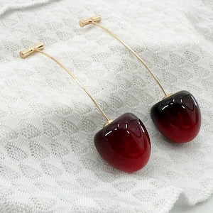 Kirsche Ohrringe, Obst Ohrring, Ohr Bar Ohrstecker, lange Tropfen, rote Kirsche baumeln Ohrringe, Neuheit Ohrringe