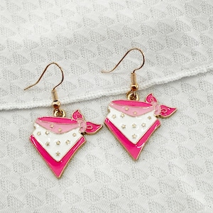 Pink Bandana Earrings, Western Earrings, Cowgirl Earrings, Novelty Earrings, Rodeo Earrings, Texas Earrings