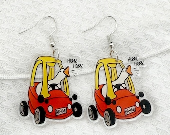 Funny Goose Earrings, Novelty Earrings, Gag Gift, Goose Meme, Gift For Her, Dangle Earrings