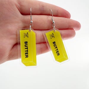 Stick of Butter Earrings, Baker Chef Earrings, Food Earrings, Butter Earrings, Food Jewelry