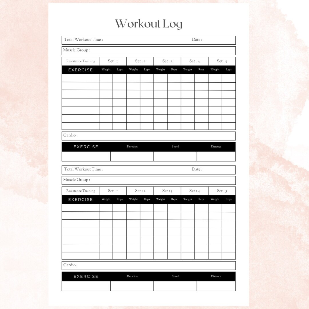 Fitness Workout Tracker Printable, Daily Exercise Planner, Weekly