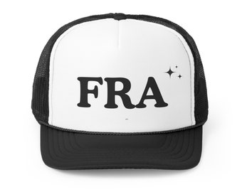 Frankfurt Trucker Hat, Gepersonaliseerde Foam Hat, Unisex Foam Trucker Hat, Stadscodes, Aangepaste hoeden, Trucker hoeden, Cadeau voor haar, Cadeaus voor hem